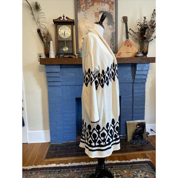 J. Crew S Point Sur Lebowski Longline Open Cardigan Sweater Fair Isle Boho Aztec - Picture 3 of 10